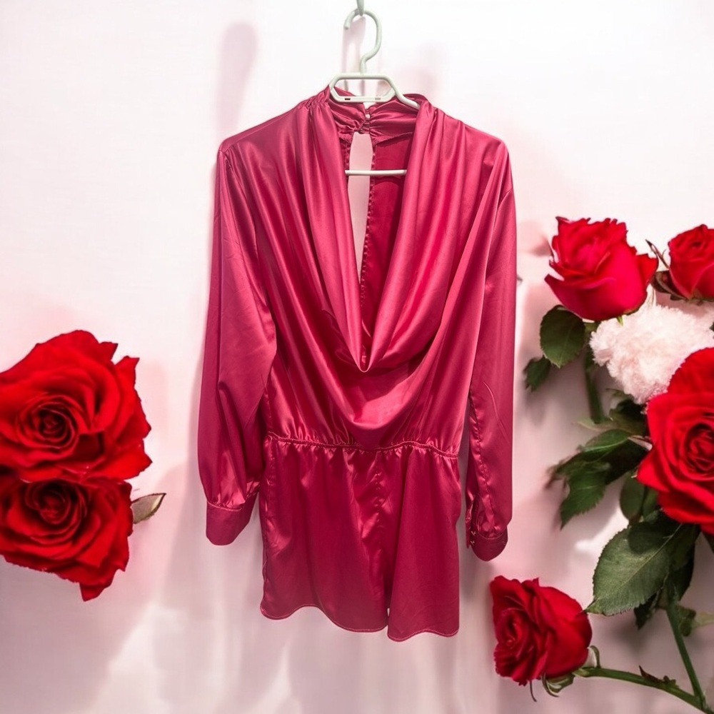 COPY - Pink Satin Romper L - Picture 2 of 3